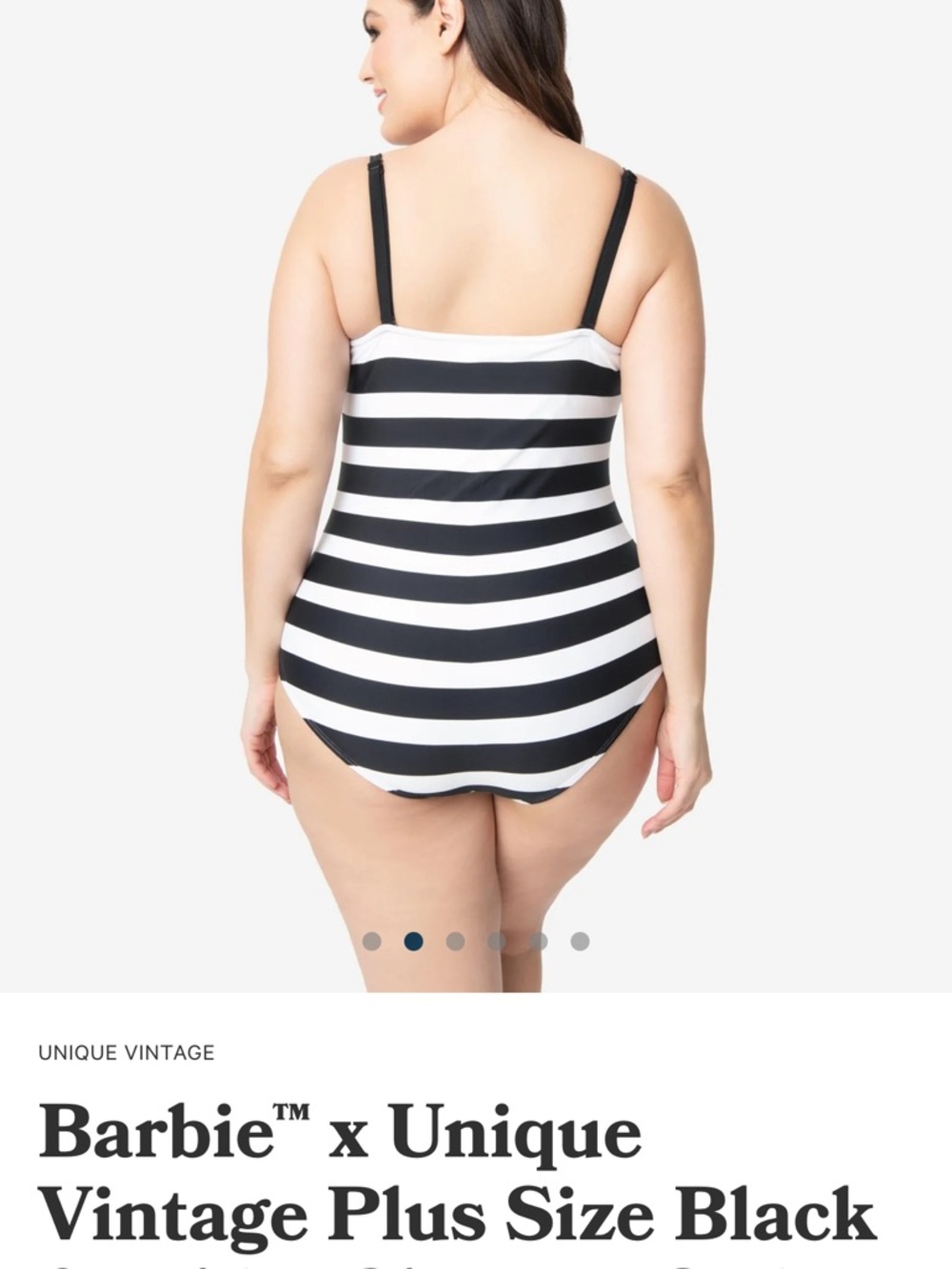 Unique Vintage Barbie Black and White Chevron One-Piece Swimsuit 3X Never Used - Picture 2 of 3